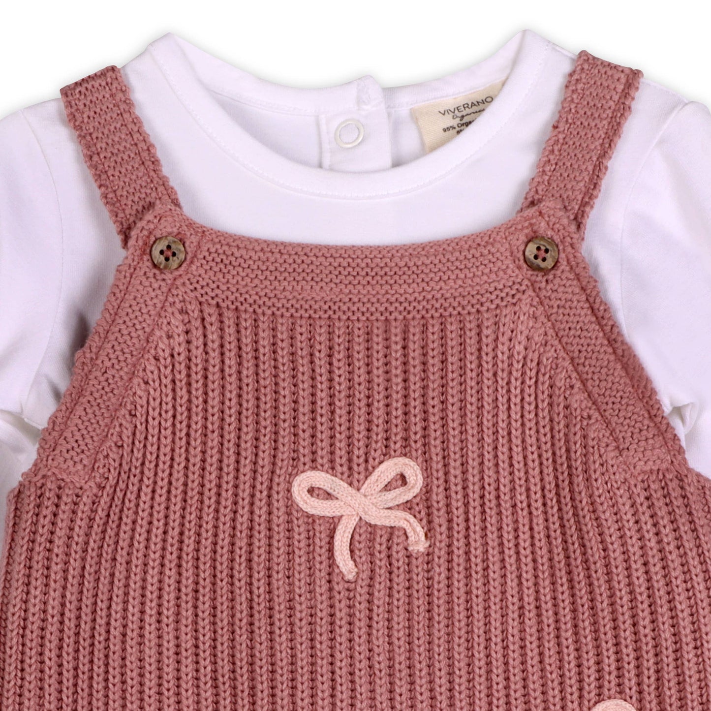 Sweet Bow Embroidered Sweater Knit Baby Jumpsuit (Organic)