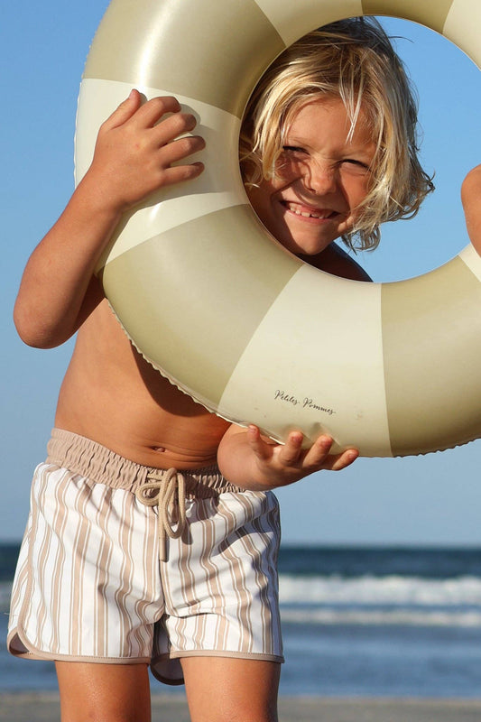Neutral Stripe Board Shorts for Boys