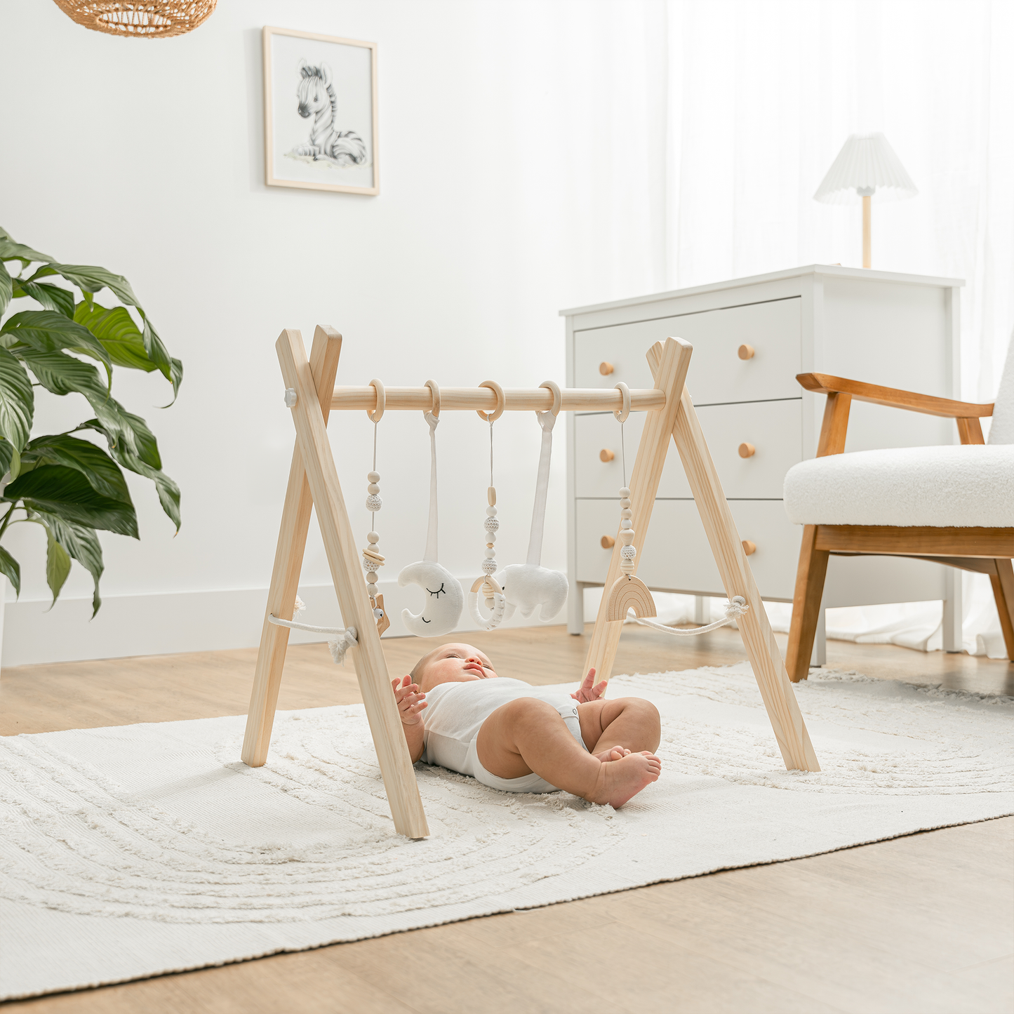Foldable Baby Play Gym with 5 Hanging Toys by Comfy Cubs