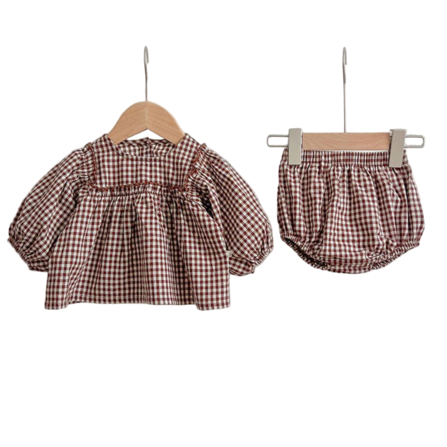 Plaid Top Dress And Bloomer Clothing Set