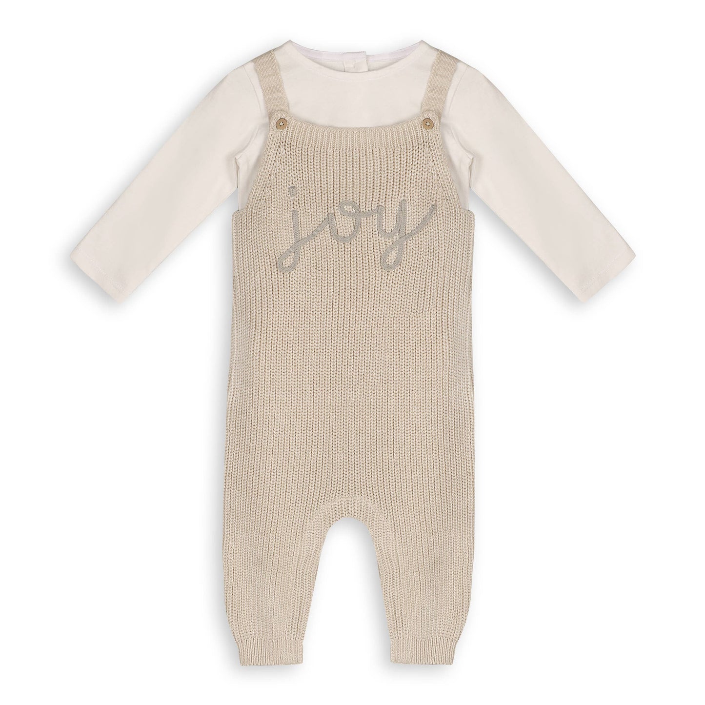 Joy Embroidered Chunky Sweater Knit Baby Overall & Bodysuit