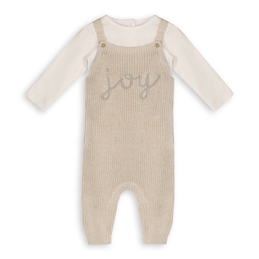 Joy Embroidered Chunky Sweater Knit Baby Overall & Bodysuit