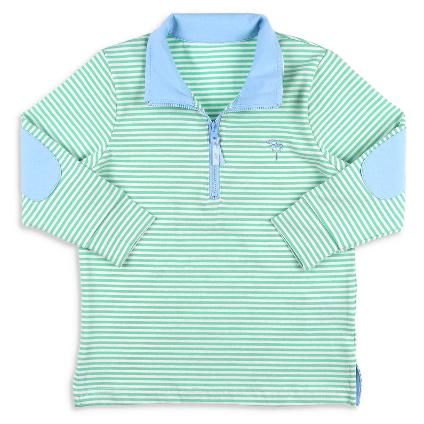 Boys Quarter Zip - Green Stripe