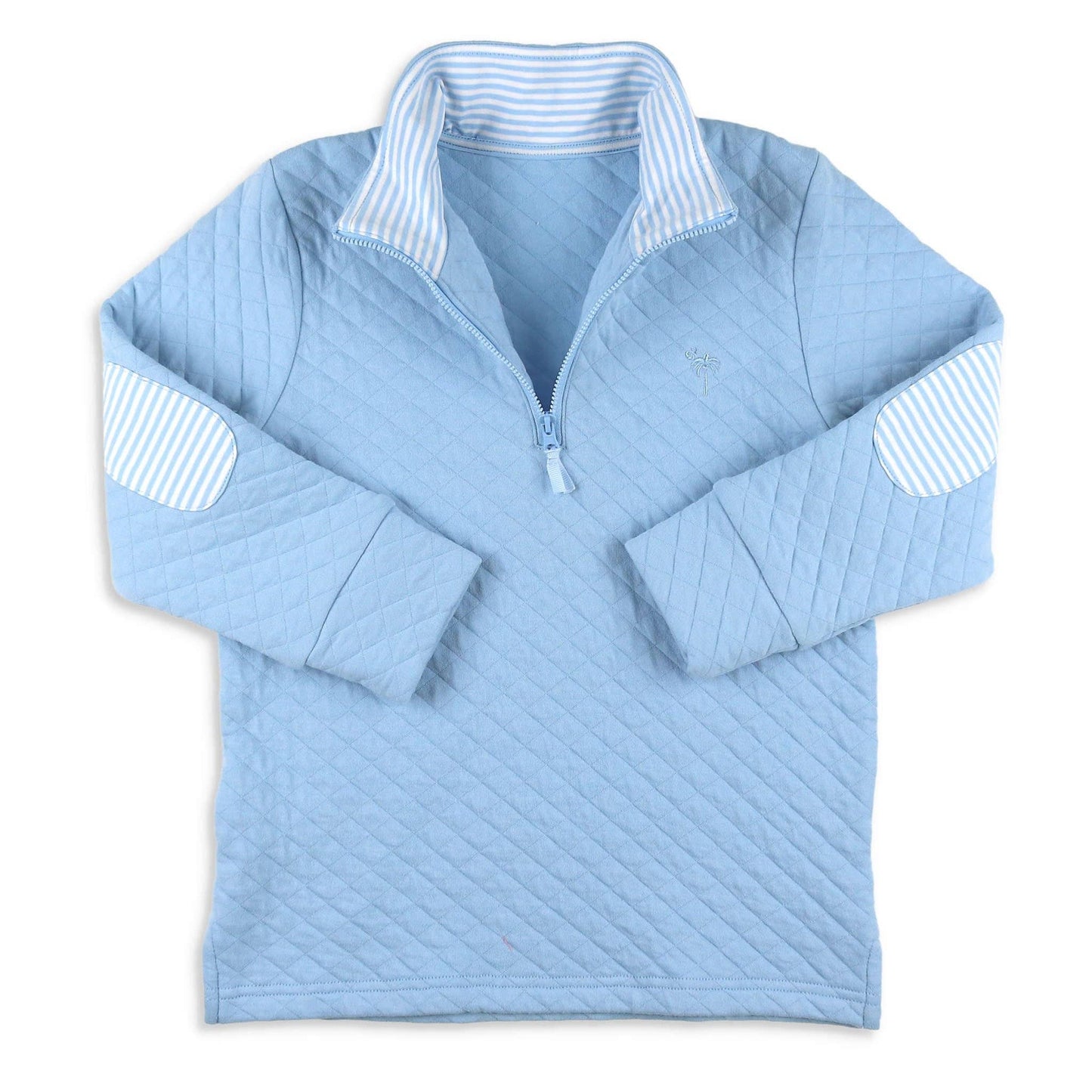 Boys Quilted Quarter Zip - Blue Lagoon