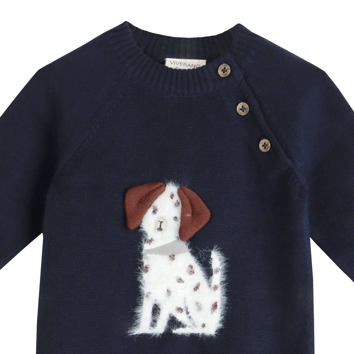 Spotty Dog 3D Knit Baby Jumpsuit (Organic Cotton)