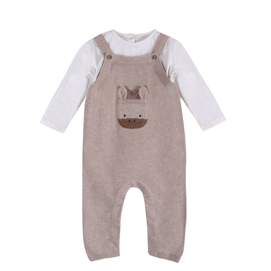 Horse Pocket Baby Knit Overall Set (Organic)
