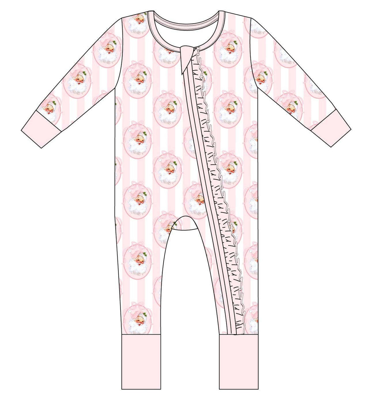 Vintage Santa Pink Convertible Zip Romper