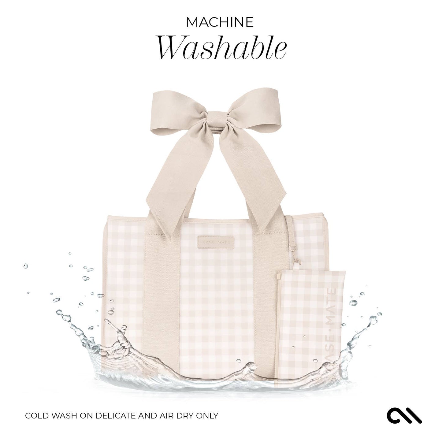 Latte Gingham Bow Jelly/Diaper Tote Bag