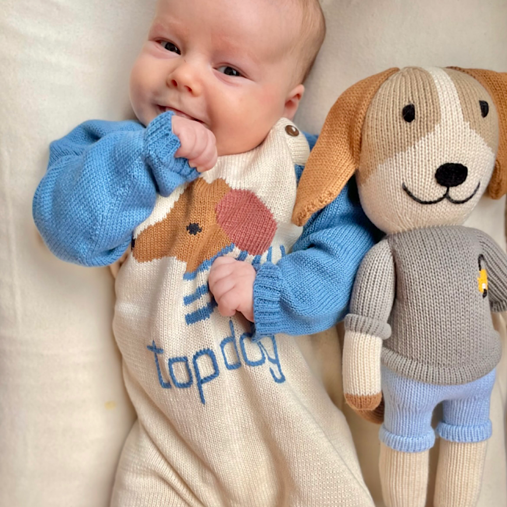 Knit Baby Romper, Fall Organic Newborn Clothing - Top Dog