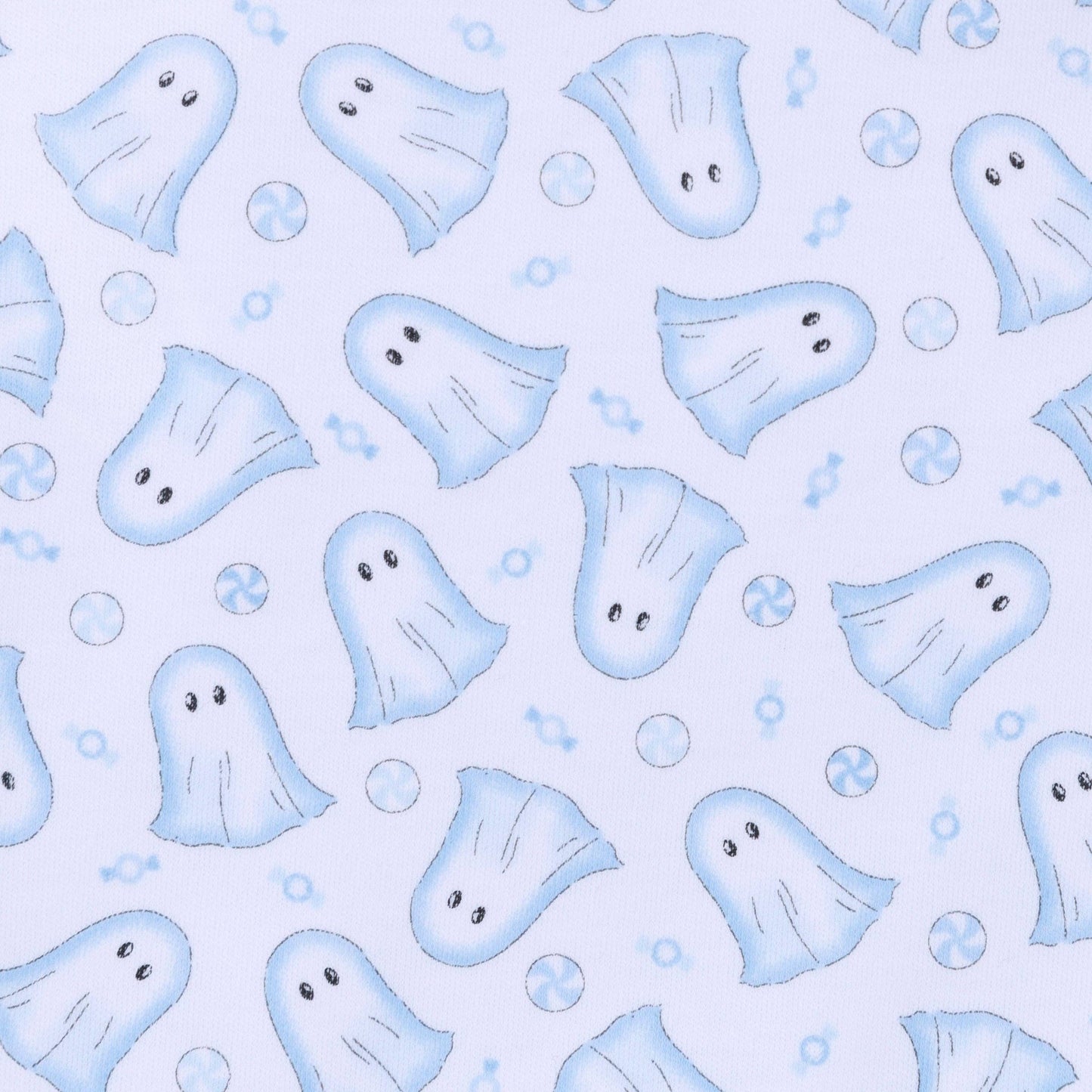 My Little Boo Print Zip Footie - Light Blue