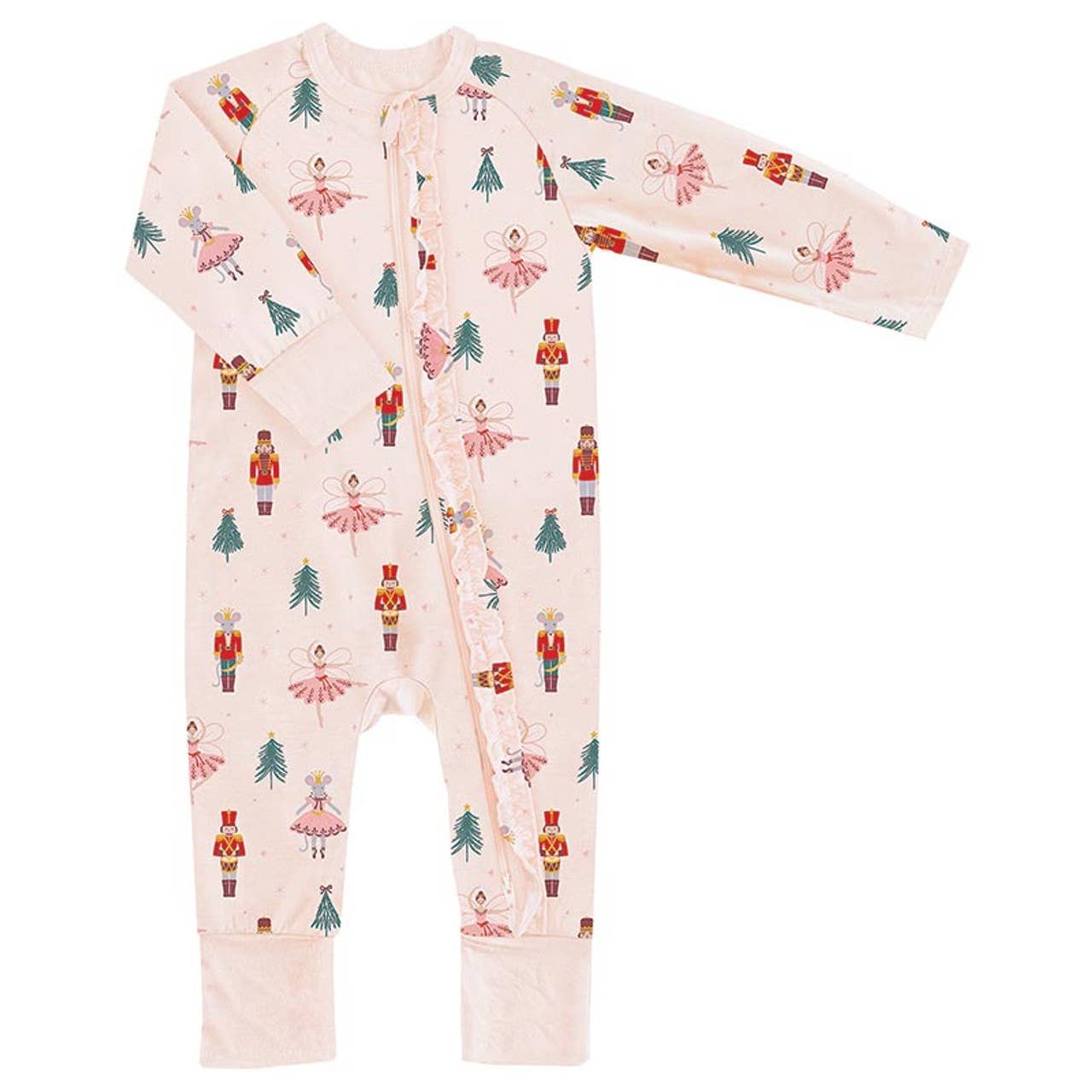 Cozy Romper with Ruffles - Pink Nutcracker