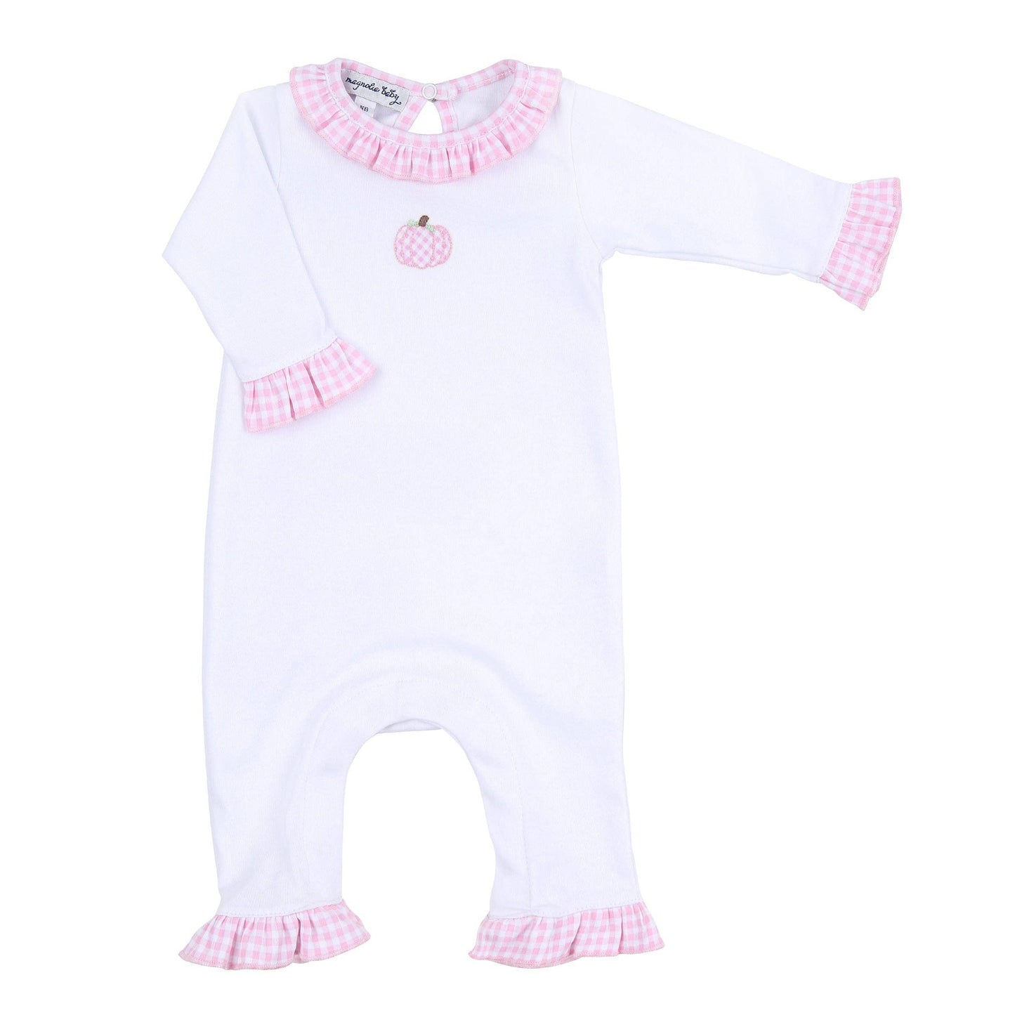 Sweet Pumpkin Pink Embroidered Ruffle Playsuit