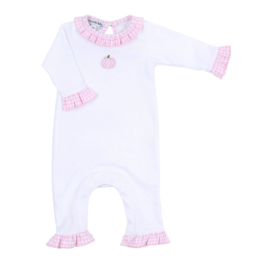 Sweet Pumpkin Pink Embroidered Ruffle Playsuit