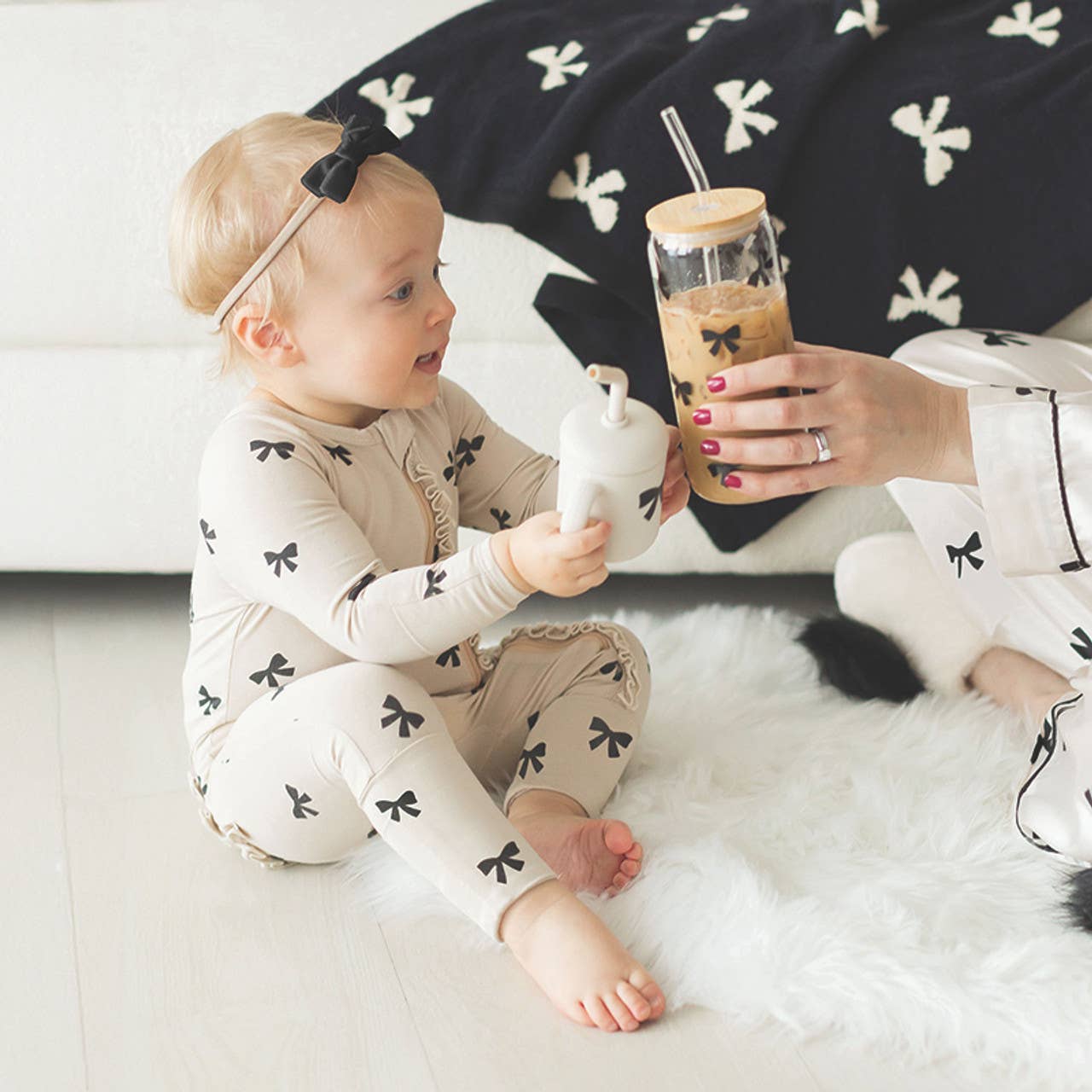 Cozy Romper with Ruffles - Bow