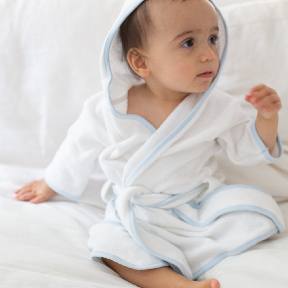 Kids Terry Cotton Bathrobe in Light Blue