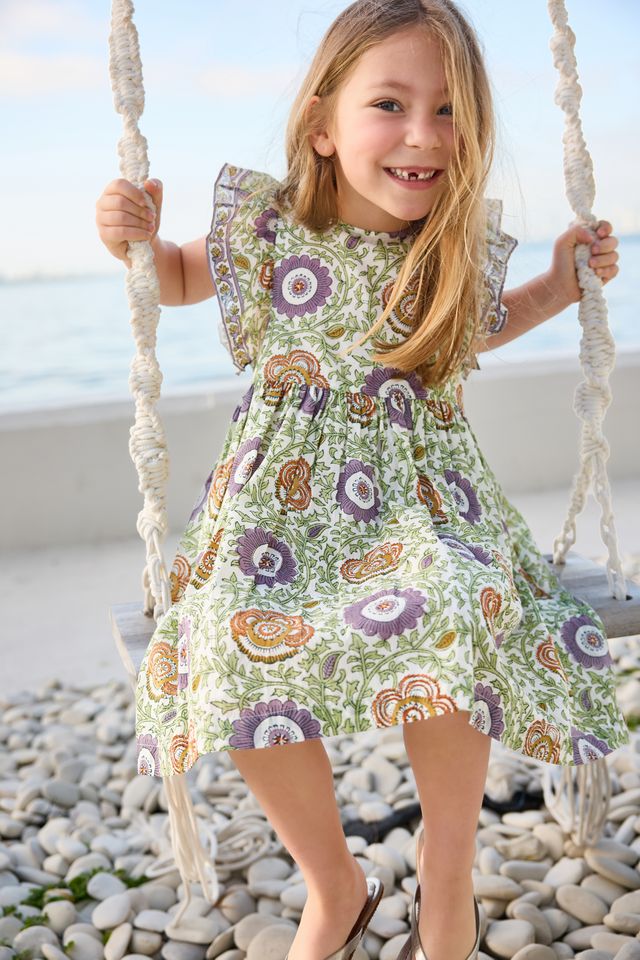 Girls Elsie Dress - Lilac Lisbon Floral