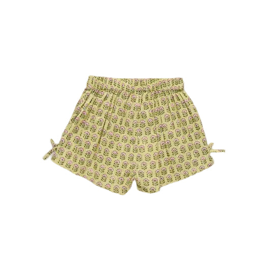 Girls Jules Short - Green Prairie Block Print