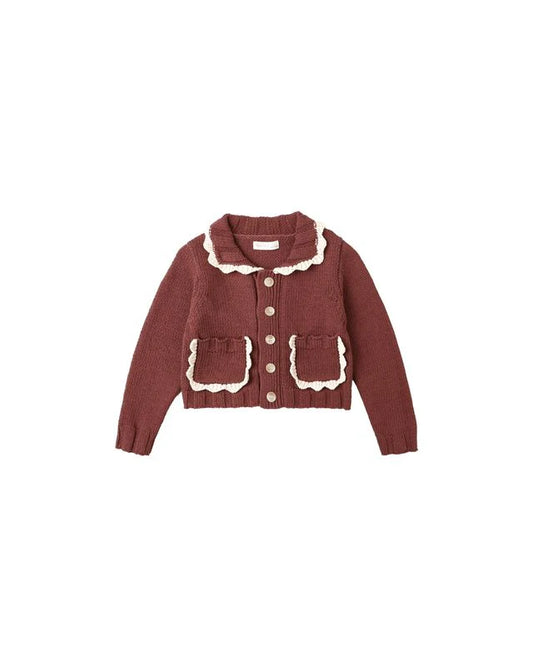COLLARED CARDIGAN || BURGUNDY