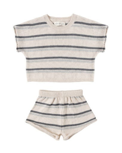 RELAXED SUMMER KNIT SET OCEAN STRIPE