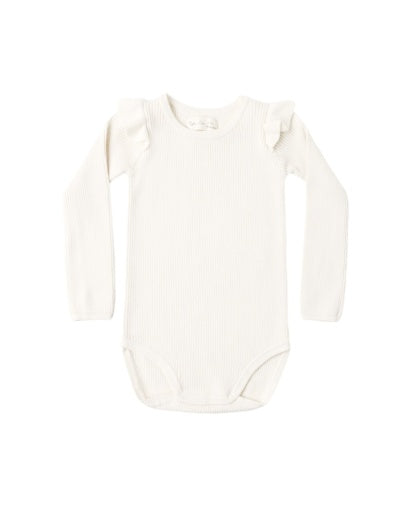 SHOULDER RUFFLE BODYSUIT NATURAL