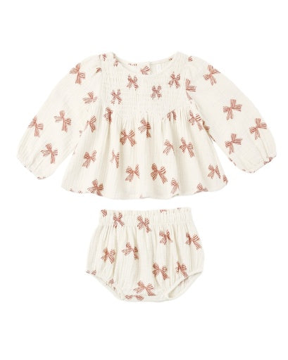 Rylee and Cru Peppermint Bows Sophia Top and Bloomer Set
