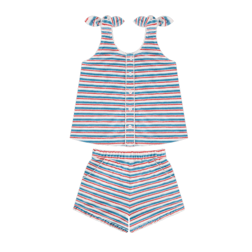 Minnow Girls French Terry Stripe Tie Knot Set