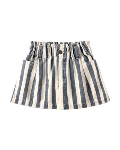 DENIM MINI SKIRT NAVY STRIPE