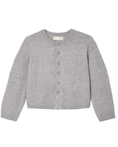 SCALLOP CARDIGAN DUSTY-BLUE