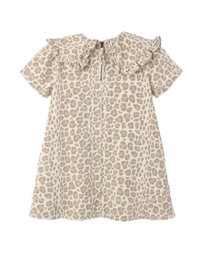 COLLARED DENIM MINI DRESS LEOPARD