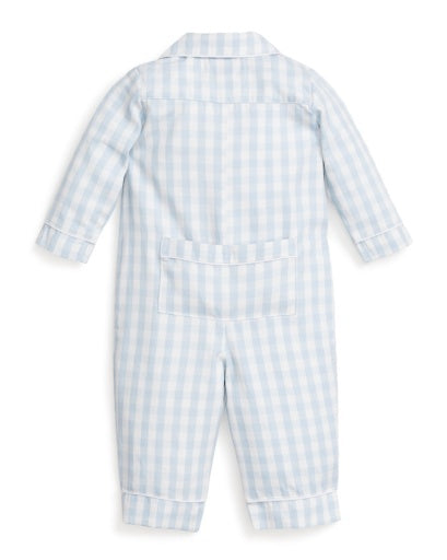 Petite Plume Light Blue Gingham Romper