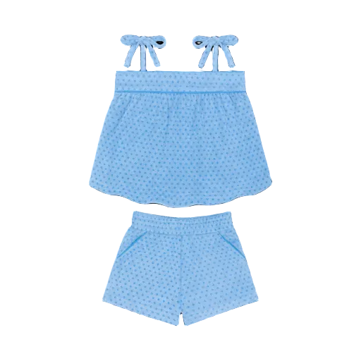 Minnow Girls Le Marin Dot French Terry Tie Top and Short Set