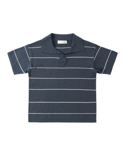 CHANDLER KNIT POLO NAVY STRIPE