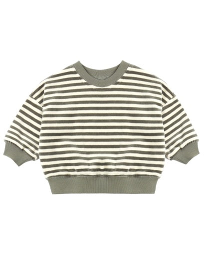 VELOUR RELAXED SWEATSHIRT SPRUCE STRIPE