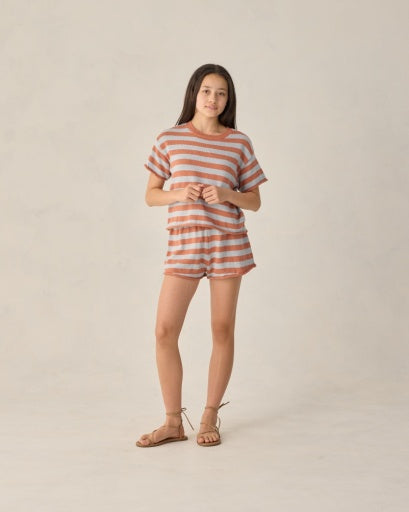 TEEN SUMMER KNIT SET POPPY + LIGHT BLUE STRIPE