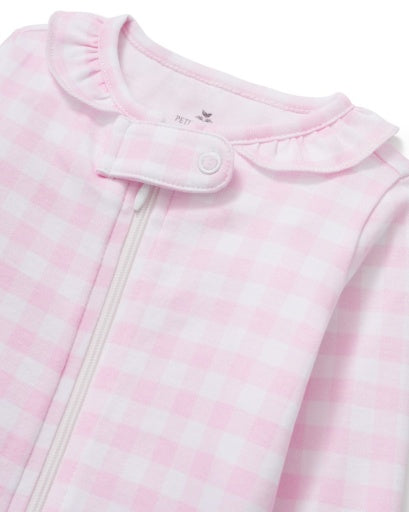 Petite Plume Infant Girl Footie Romper in Pink GIngham