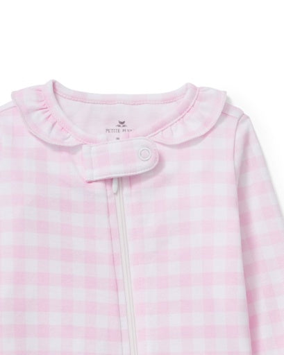 Petite Plume Infant Girl Footie Romper in Pink GIngham