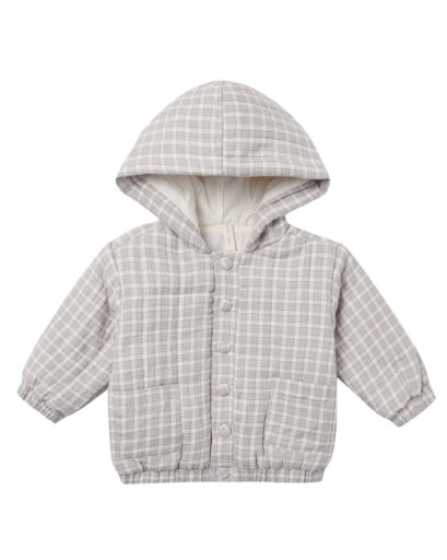 Hooded Woven Jacket - Blue Gingham