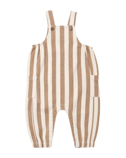 Rylee and Cru Cargo Baby Overall  - Fawn Pinstripe