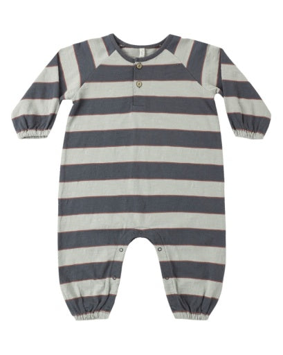Rylee and Cru Henley Jumpsuit - Sage Stripe
