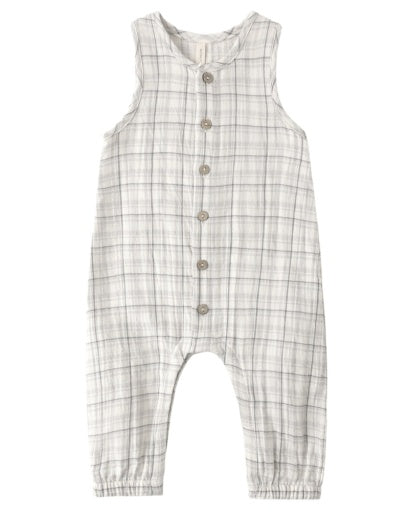 WOVEN JUMPSUIT BLUE PLAID