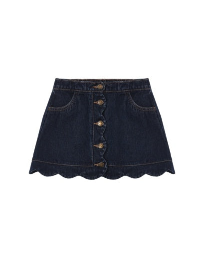 SCALLOP MINI SKIRT DARK INDIGO