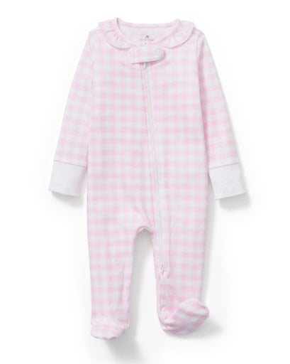 Petite Plume Infant Girl Footie Romper in Pink GIngham