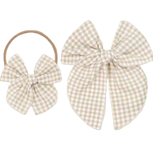 Heirloom Bow-Tan Gingham