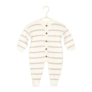 Knit Long Sleeve Onesie-Tan Stripe