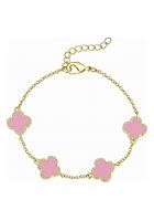 Four Leaf Clover Link Bracelet - Pink